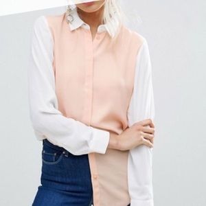 ASOS sheer pink and white blouse